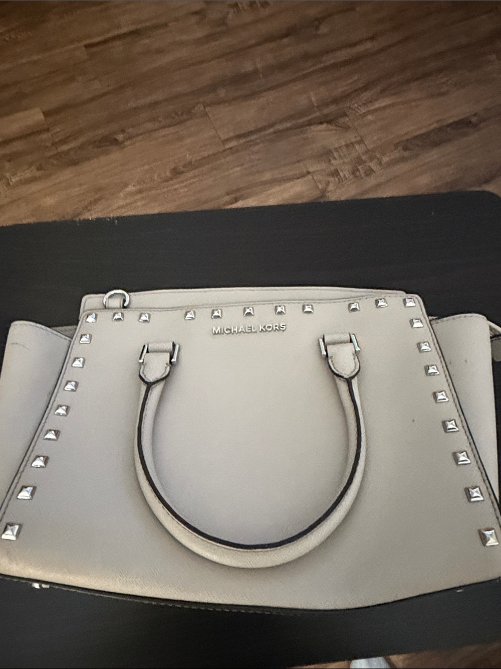 Michael Kors Cream Leather Studded Satchel
